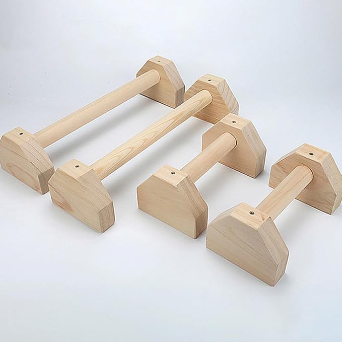 Milisten Pine Wood Push-up Stands 30cm Pair, Home Arm Exercise Push-up Bars Trainer for Indoor Strength Training and Muscle Fitness Equipment