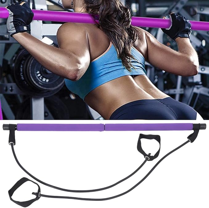ZJchao Pilates Stick Yoga Band, Portable Fitness Sport Training Elastic Bands Exercise Fitness Equipment for Women & Men Home Gym Yoga Pilates