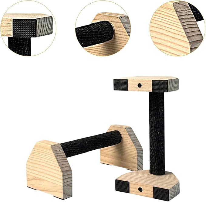 2Pcs Push up Bar Sturdy Wooden Parallettes Bar Push up Stands Pushup Handles for Gymnastics Strength Training Aerobics