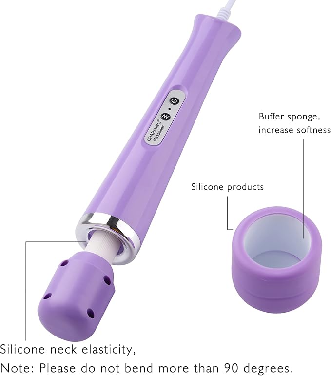 CHARMING Wired Powerful Handheld Back Massager with 10 Speeds Strong Vibration Wand, Personal Therapy Massager for Sports Recovery, Muscle Aches, Body Pain-Light Purple