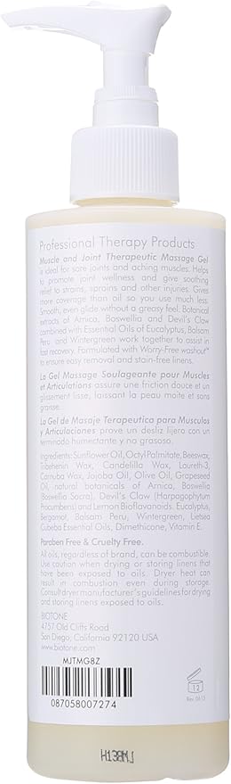 Biotone Muscle and Joint Therapeutic Massage Gel, 8.0 Fluid Ounce