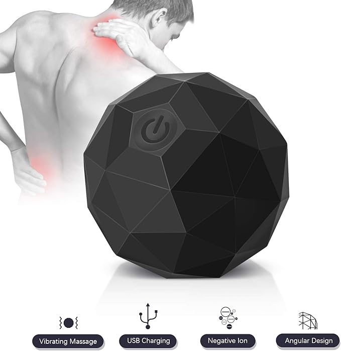 Electric Vibrating Massage Ball, 2-Speed Fitness Yoga Pilates Physical Therapy Massage Roller to Fight Sore Muscles,Washable Negative Ion Vibration Massages ball for Muscle Recovery,Myofascial Release