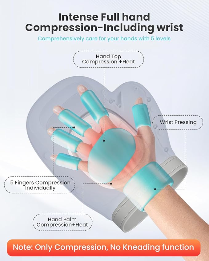 COMFIER Cordless Hand Massagerwith Heat and Compression, Updated Bigger Electric Hand Massage for Arthritis and Carpal Tunnel,Wrist Massage Used at Home,Office, for Women,Men,Blue