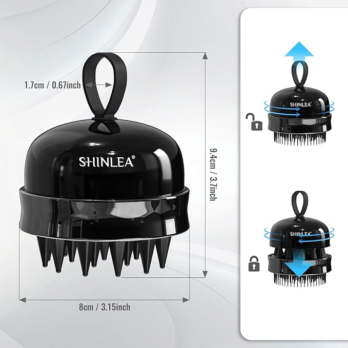 2 in 1 Scalp Massager Hair Growth,Scalp Scrubber with Soft Silicone Bristles for Dandruff Removal,Shampoo Brush for Exfoliation,Head Massager for Both Wet and Dry Use (Black)