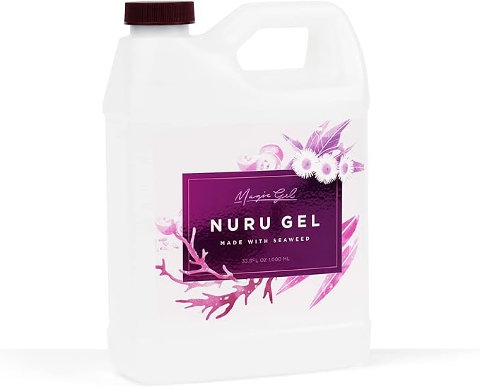 Magic Gel Nuru Massage Therapy Gel 33.8 fl oz – Clear, Fragrance-Free, No Added Flavors – Ultra-Slippery, Stain-Free Massage Gel with Seaweed Extract for Full-Body Glide & Hydrated Skin – Made in USA