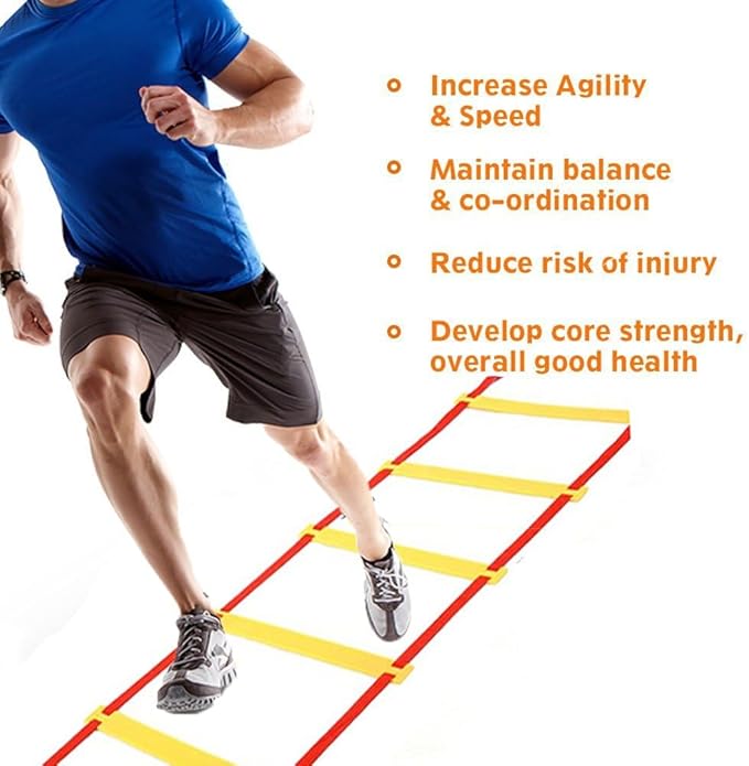 Speed Agility Exercise Hurdles with Carry Bag, Sport Home Gym Training Ladder, Soccer Football Fitness Faster Footwork Drills Aid, Adjustable Quickness Folder Equipment