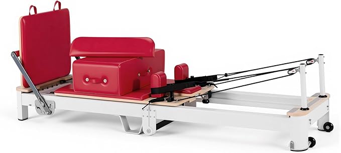 Foldable Pilates Reformer & Equipment - Pilates Reformer Workout Machine for Home Gym with Reformer Accessories, Reformer Box, Padded Jump Board - Up to 300 lbs Weight Capacity