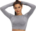 Yoga Set Seamless Women Long Sleeve Blouses Top Gym Sport Bra High Waist Tight Leggings Fitness Suit Shorts Sets (Color : Gray Long sleeve, Size : Medium)