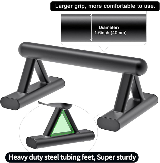 SELEWARE Wood push up bars Parallettes bars Anti-slip Handstand Bars for Calisthenics, Fitness, Floor workouts Solid Wood with Sturdy Metal Bracket, Support 600 lbs
