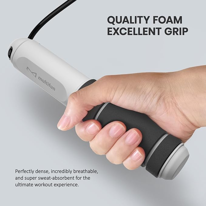 multifun Digital Jump Rope with Smart Counter & Timer - Adjustable Speed Skipping Rope for Fitness, Weight Loss, Boxing, MMA - Tangle-Free Ball Bearings & Anti-Slip Handles for Men, Women, Kids