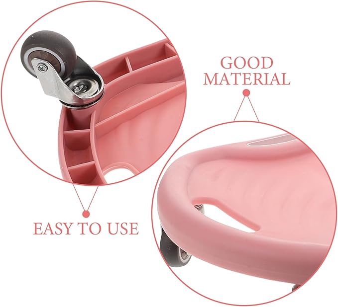 PRETYZOOM Silent Four-wheel Ab Roller with Knee Pad for Core Abdominal Training, Pink Ab Workout Equipment for Home and Travel Strengthening