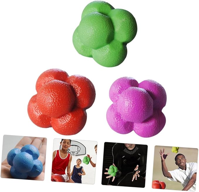 3pcs Exercise Ball Hexagonal Reaction Ball Fitness Agile for Sports Reflex Training Random Color