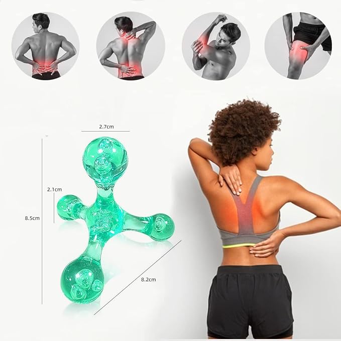 Trigger Point Massage Tools, 2 PCS 4 Point Manual Deep Muscle Tissue Trigger Massager, Handheld Palm Pressure Point Massage Tool, for Neck Shoulder Back Muscle Pain Relief (Blue)