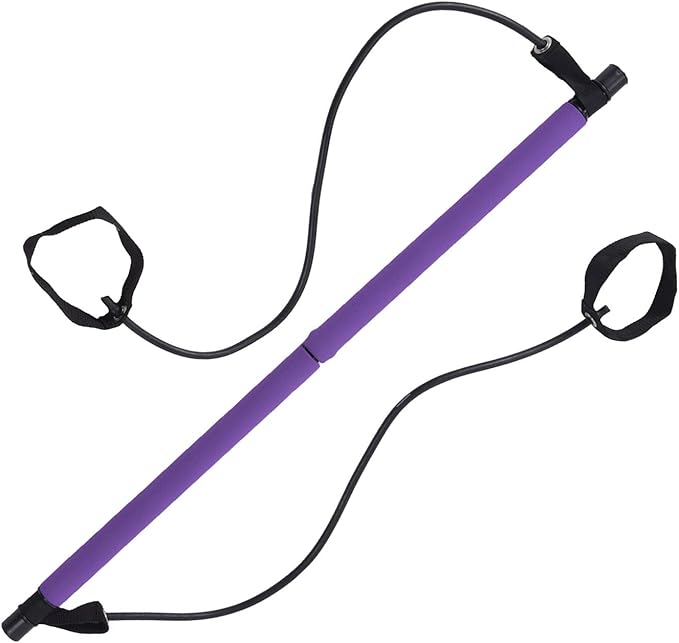 Multifunction Household Elastic Stick Pilates Bar with Pulling Rope, Steel Pipe, Portable 36.2in Fitness Equipment - Versatile Fitness Training, Yoga and Pilates Use, Lightweight