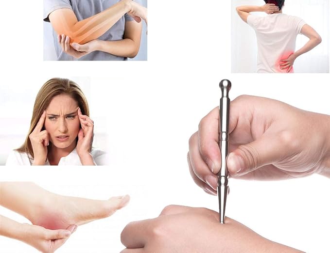 FeelFree Sport Deep Tissue Massage Tool-Stainless Steel Acupuncture Pen-Trigger Point Massage Relief Pain Therapy Tools Full Body Relaxing Trigger Self-Massage Acupressure Bar (B)