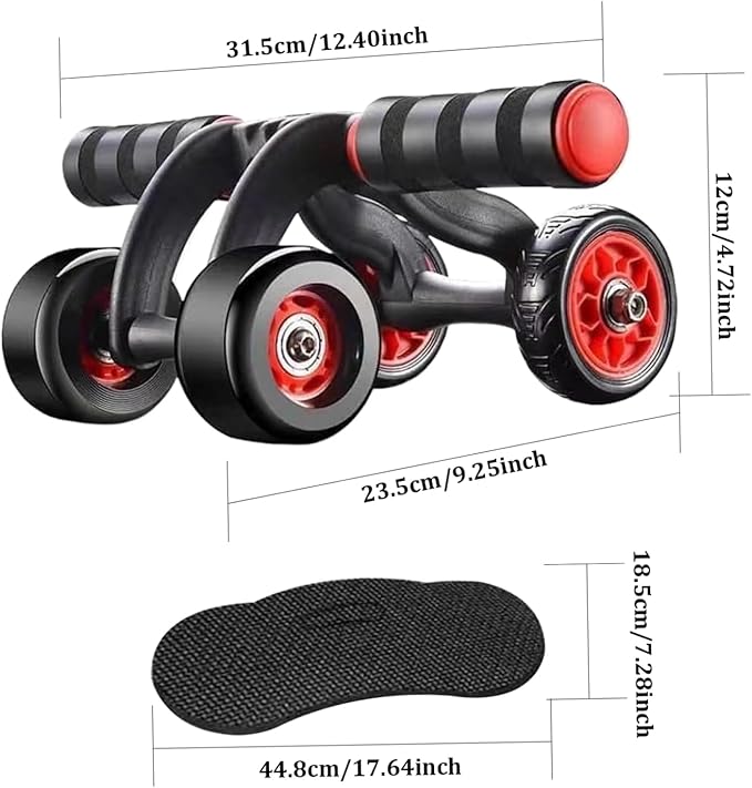 Ab Roller Automatic Rebound Abs Trainer 4 Wheels Heavy Duty Abdominal Wheel with Kneeling Mat Non-slip Low Noise Core Workout Ab Roller Wheel for Men Women