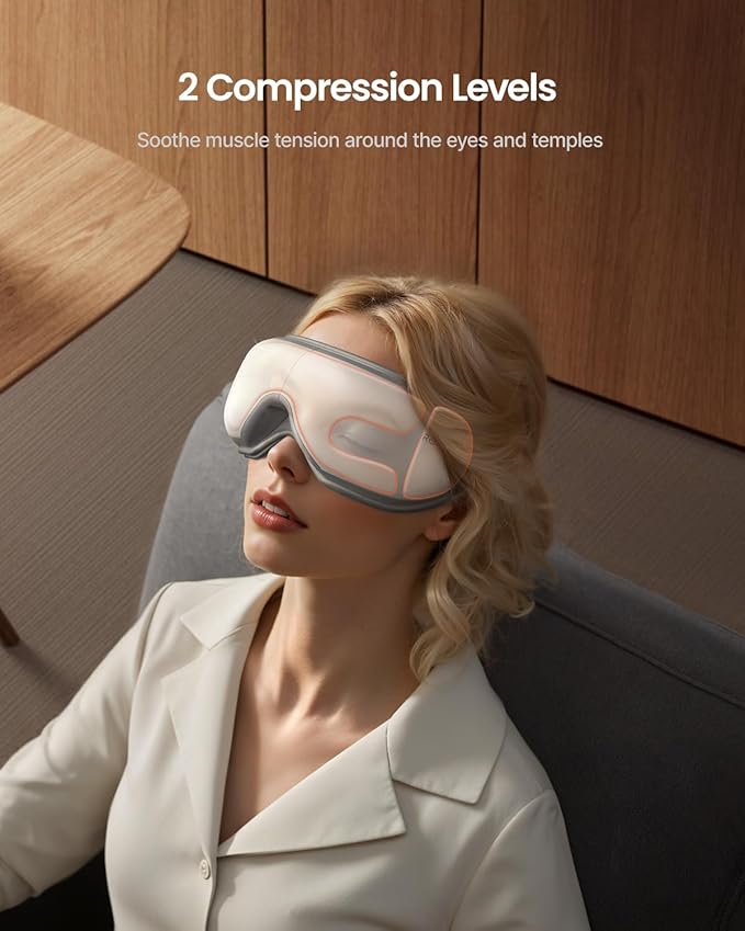 RENPHO Eye Massager with Heat, Mothers Day Birthday Gifts for Women Men Her Him, FSA Eligible HSA Sleep Mask with Remote Compression, Head Massager for Migraine Relief Stye Eye Eyeris 1