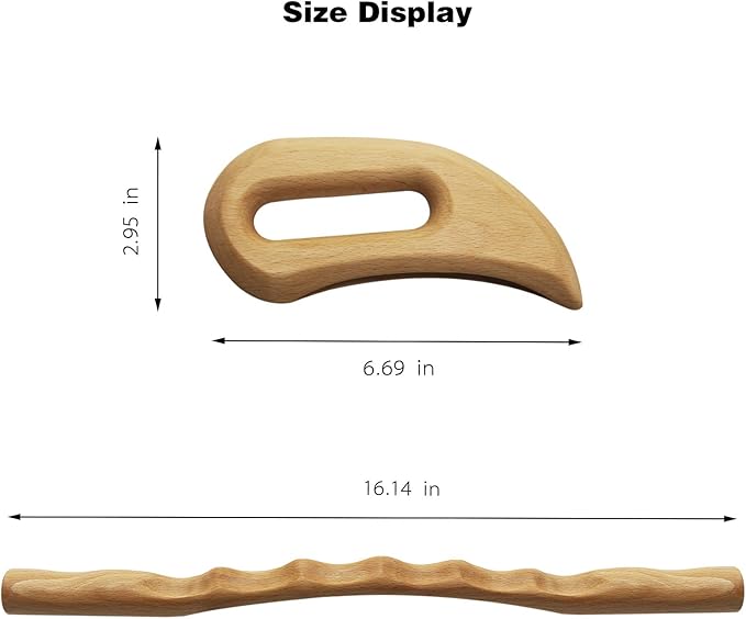 Openfly 2 PCS Wooden Gua Sha Massage Tools, Wood Massage Tools Includes Wood Therapy Massage Tools Lymphatic Drainage Tool, Wood GuaSha Tool for Anti Cellulite, Maderotherapy