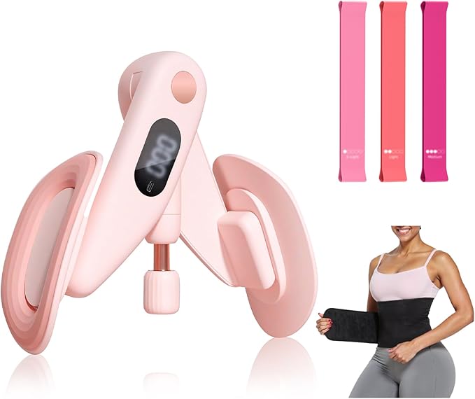 Thigh Trainer, Pelvic Floor Muscle Trainer Adjustable Resistance Inner Thigh Exerciser, Kegel Trainer for Postpartum Rehabilitation 20LB Resistance Band Pelvic Floor Strengthening