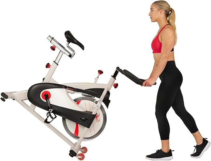 Sunny Health & Fitness Stationary Exercise Bike Machine w/ Adjustable Cushion Seat & Multi-Grip Handlebar, Indoor Cycling Equipment for Home Cardio Training, Optional Magnetic or Friction Resistance