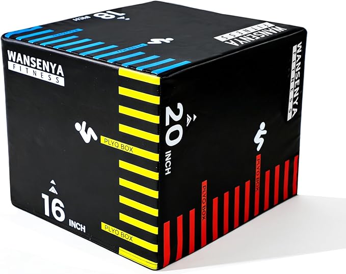 3-in-1 Dense Foam Plyometric Jump Box,30"x24"x20"-24"x20"x16"-20"x18"x16"Non-Slip Box Jumps for Home Gym,Exercise Foam Plyo Box for Fitness Training-Step-Ups,Split Squats,Dips,Box Jump Cube