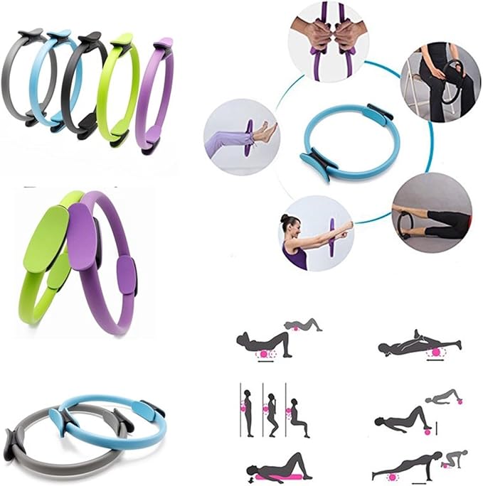 Yoga Pilates Ring Dual Grip Magic Circle - Adjustable Fitness Exercise Ring for Core Strength, Toning & Rehab, Non-Slip Lightweight Body Workout Tool Kit for Home Gym, Yoga, and Pilates (PP)
