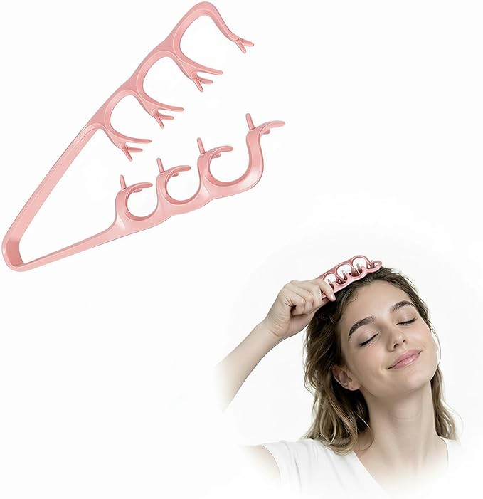 Scalp Massager for Stress Relief, 10-Finger Deep Scalp Massager, Precision-Molded High-Performance Nylon Tool for Relaxation & Natural Hair Volume, Ideal for Home, Office & Shower（Pink）