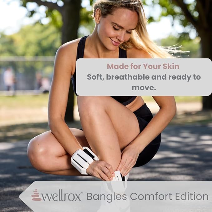 Wellrox Weighted Bangles – Adjustable Ankle and Wrist Weights for Women & Men – Set of Ankle Weights 2 lbs (1 lb Each Wrist Weight) | Weighted Arm Bands for Pilates, Yoga, Running & Walking
