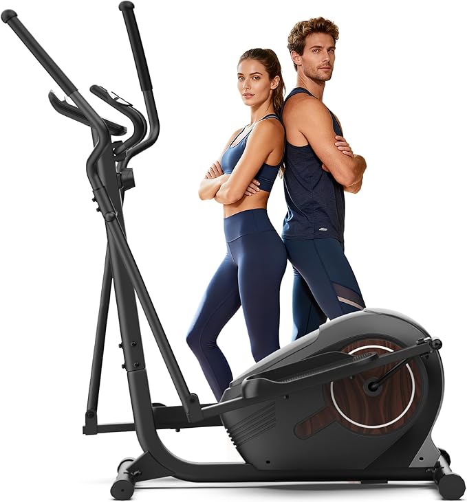 ANCHEER Elliptical Machine, Elliptical Exercise Machine for Home with Magnetic Driving System,14 Resistance Levels, Pulse & LCD Monitor, Elliptical Cardio, 400 Lbs Low Impact Elliptical