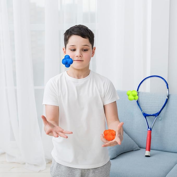 Luxshiny 6PCS Agility Reaction Balls - Multi-Surface Training Balls for Reflex, Hand-Eye Coordination & Speed - Baseball/Tennis/Badminton Sports Equipment (4cm, Assorted Colours)