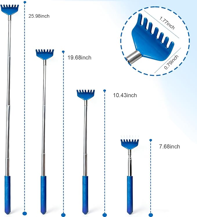 6 Pack Back scratchers Set,Rubber Handles and Stainless Scratch Heads Back Scratcher Extendable,for Back,Neck,Shoulders,Beautiful Present Packaging Gifts for Thanksgiving,Christmas (Mix)