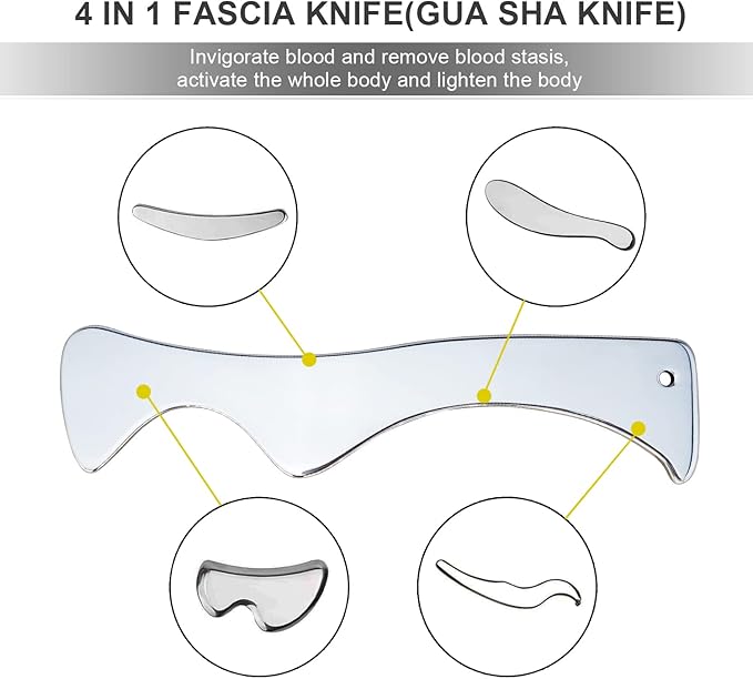 Muscle Scraper Tool, Gua Sha Tool, Scraping Massage Tools, Stainless Steel Scraping Tool, IASTM Tools, Fascia Massage Tool to Physical Therapy for Scar Tissue, Soft Tissue, Relieve Body Pain