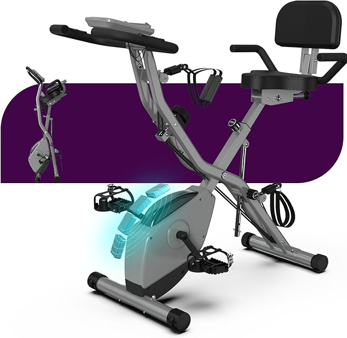 Indoor Exercise Bike for Seniors, 5 IN 1 Foldable Stationary Bike with Tri-Position Ride, 300LBS Capacity and 5.5 LBS Flywheel, Designed for Home Gym