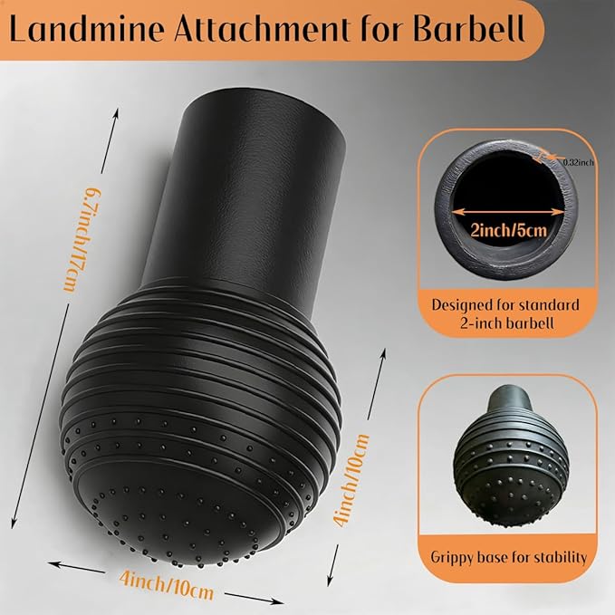Landmine Attachment for Barbell, 360° Rotation for Row, Split Squat, Press in Home Gym, Natural Rubber 2" Olympic Bar Fit
