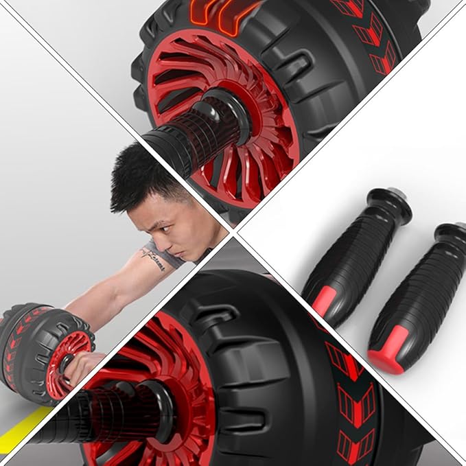 Veemoon Ab Roller Wheel with Automatic Rebound and Knee Pad, Silent Exercise Wheel for Home Gym Fitness Equipment, Core Strength Training Accessory for Abdominal Workout