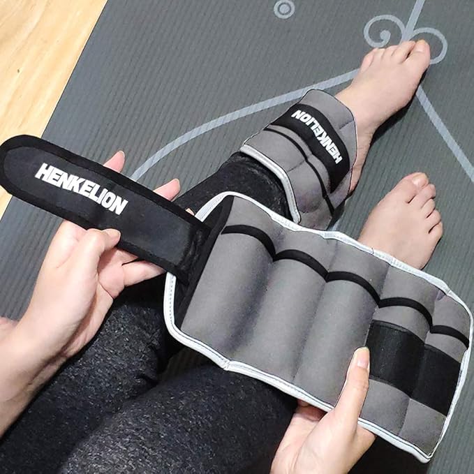 Henkelion 1 Pair 2 3 5 10 Lbs Adjustable Ankle Weights for Women Men Kids, Strength Training Wrist and Ankle Weights Sets for Gym, Fitness Workout, Running, Lifting - Black Grey Pink Blue Purple