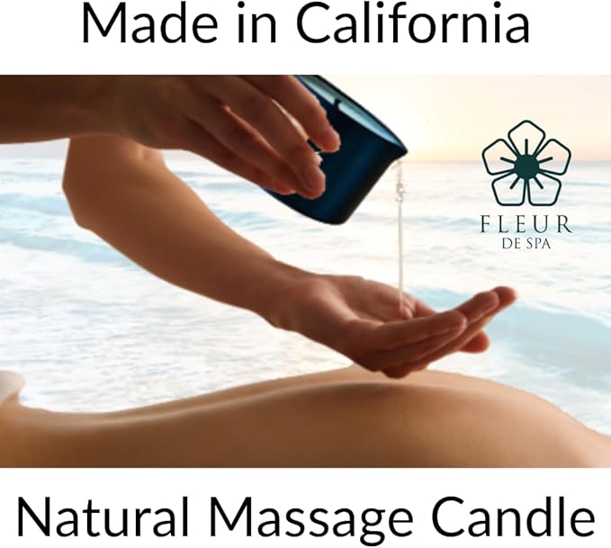 FLEUR DE SPA Massage Oil Candle – 6oz with Pour Spout – Made in USA – All Natural Coconut & Soy Blend – Melts to Warm, Alluring & Hydrating Body Oil – Perfect Spa & Gift Candle (Midnight Dragon)