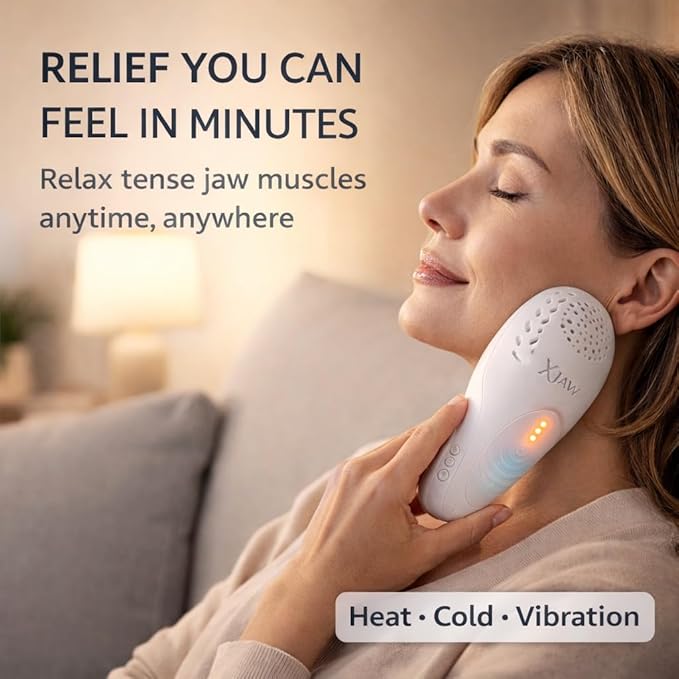 XJAW™ Advanced 3-in-1 TMJ Therapy Device with HEAT & COLD Therapy and Precision Vibration – Professional Jaw Recovery System for TMJ Relief, Masseter Muscle Therapy, Inflammation, Jaw & Neck Tension