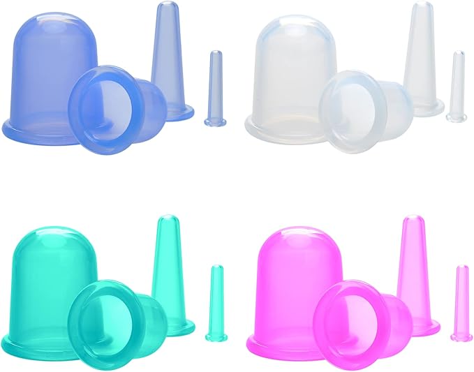 lychee Anti Cellulite Cupping Therapy Set for Family 4Pcs Silicone Vacuum Massage Cups - Chinese Cupping Kit for Body and Facial Massager for Adults Home Use (Transparent)