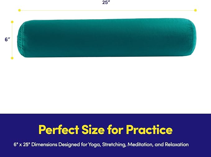 Meditation Cushion Bolster Pillow for Restorative Yoga – Supportive Cushion for Meditation, Pilates, and Relaxation – Filled with Buckwheat Hulls - Removable Cover