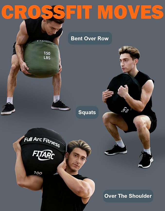 Fitarc Sandbag Workout Bag,Sand Bags for Weight Training,Sandbags for Fitness,Sandbags for Weight Training,Round Sandbag,Cross-Training & Exercise, Sand Not Included
