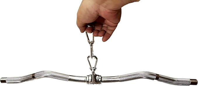 qibylift Barbell Multi-Exerciser Cable Attachment For Cable Machines, Lat Pull Down Bar Cable Machine Attachments, Tricep Press Down Bar, Revolving Straight Curl Pulldown Bar with Rotating & Rubber Handle Grips