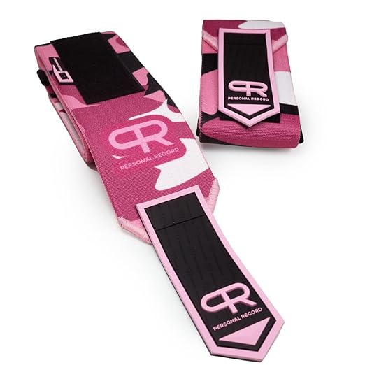 Elbow Wraps for Weightlifting - Heavy Duty Construction, 25% More Elasticity, Reinforced Stitching, Extra Wide Fastener, Easy to Adjust, (Digital Pink)