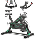 Goplus Indoor Cycling Bike, Stationary Exercise Bike Workout Bike with Device Holders, LCD Monitor, Adjustable Resistance & Seat & Handle, Simulated Swing Design, Suitable for Gym Home Cardio Training