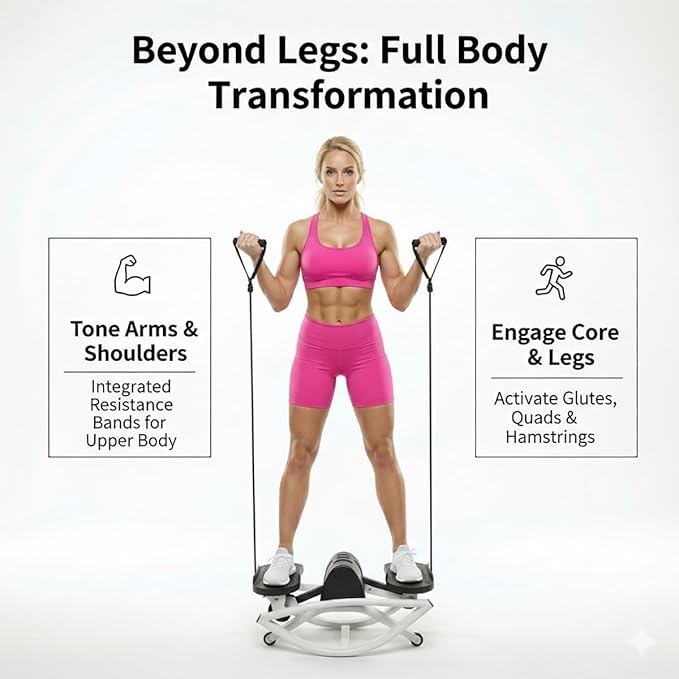 Mini Steppers for Exercise at Home, Rock Stepper Machine Side to Side, Portable Lateral Rocking Stepper with Resistance Bands, Low-Impact Home Workout Machine 330lbs Capacity, Stair Stepper Machine