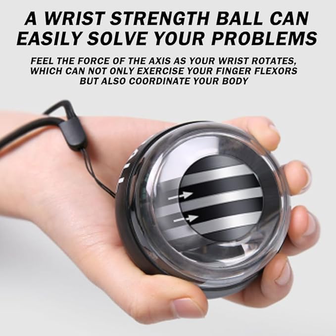 Wrist Ball Exerciser, Torque Ball Hand Exerciser, Gyro Ball Wrist Exerciser, Auto-Start Gyroscopic Forearmexerciser with LED Lights,Wrist Trainer for Stronger Arm Fingers Wristbones and Muscle