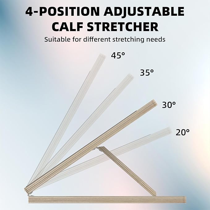Portable Wooden Slant Board for Calf Stretching Squats Calf Stretcher Pilates Physical Therapy Equipment Adjustable Incline Board for Knees Ankle Heel Feet Leg