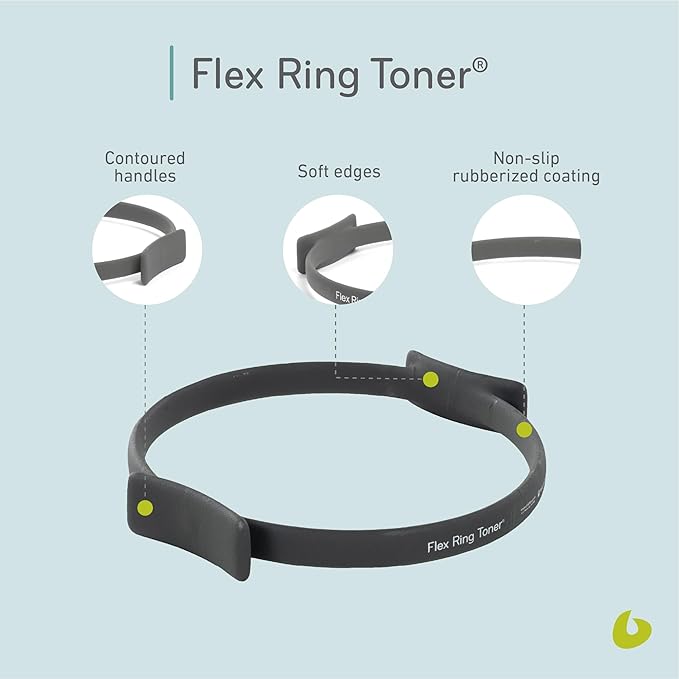 Balanced Body Flex Ring Toner with Handle Pads, Workout Hoop, Pilates Workout Equipment, Pilates Ring Circle for Home Gym or Studio Use