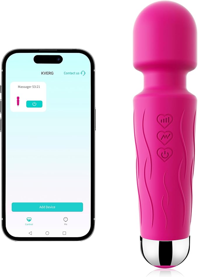 Handheld Personal Small Massager with APP–Waterproof, USB Rechargeable, 20 Vibration Patterns, 8 Speeds,Red