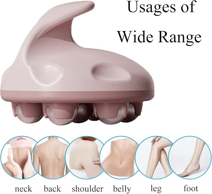 WMM 2 Pcs Hand Held Massager, Full Body Massage Tool with Roller Ball Massager Manual 360-degree-roller for Muscle Back Neck Joint Foot Shoulder Leg Pain Relief with Portable Design (Green&Pink)